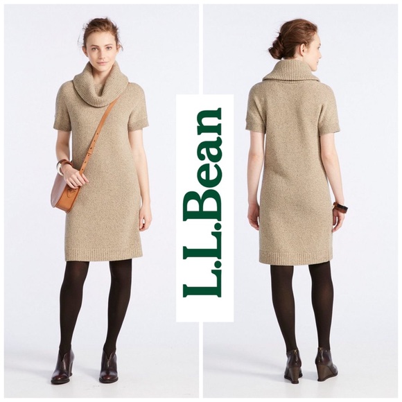 L.L. Bean Dresses & Skirts - L.L. Bean Signature SS Wool Sweater Dress Beige M